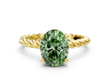 Yellow gold Fancy Green Oval  Cut Solitaire Twisted Band with Four-Prong Setting_72