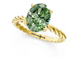 Yellow gold Fancy Green Oval  Cut Solitaire Twisted Band with Four-Prong Setting_73