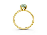 Yellow gold Fancy Green Oval  Cut Solitaire Twisted Band with Four-Prong Setting_75