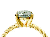 Yellow gold Fancy Green Oval  Cut Solitaire Twisted Band with Four-Prong Setting_76