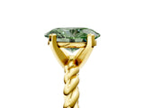 Yellow gold Fancy Green Oval  Cut Solitaire Twisted Band with Four-Prong Setting_77