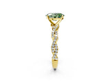 Yellow gold Fancy Green Oval Cut Solitaire Twisted Pave Band with Four-Prong Setting_5