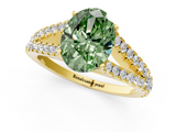Yellow gold Fancy Green Oval  Cut Split Shank Pave Diamond Engagement Ring with Four-Prong Setting_25