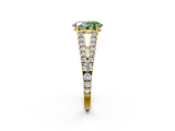 Yellow gold Fancy Green Oval  Cut Split Shank Pave Diamond Engagement Ring with Four-Prong Setting_26
