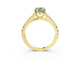 Yellow gold Fancy Green Oval  Cut Split Shank Pave Diamond Engagement Ring with Four-Prong Setting_27