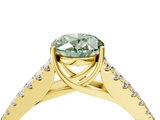 Yellow gold Fancy Green Oval  Cut Split Shank Pave Diamond Engagement Ring with Four-Prong Setting_28