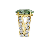 Yellow gold Fancy Green Oval  Cut Split Shank Pave Diamond Engagement Ring with Four-Prong Setting_29
