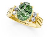 Yellow gold Fancy Green Oval  Cut Three-Stone Channel Set Ring with Bar Prongs_65