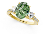 Yellow gold Fancy Green Oval  Cut Three-Stone Diamond Pavé Band with Prong Setting_18