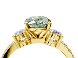 Yellow gold Fancy Green Oval  Cut Three-Stone Diamond Pavé Band with Prong Setting_21