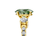 Yellow gold Fancy Green Oval  Cut Three-Stone Diamond Pavé Band with Prong Setting_22