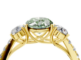 Yellow gold Fancy Green Oval  Cut Three-Stone Diamond Pave Band with Prong Setting_41