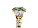 Yellow gold Fancy Green Oval  Cut Three-Stone Diamond Pave Band with Prong Setting_42