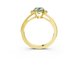 Yellow gold Fancy Green Oval  Cut Three-Stone Solitaire Ring with Round Accent Diamonds and Four-Prong Setting_24
