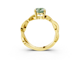 Yellow gold Fancy Green Oval  Cut Twisted Pavé Band Solitaire Ring with Four-Prong Setting_58