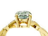 Yellow gold Fancy Green Oval  Cut Twisted Pavé Band Solitaire Ring with Four-Prong Setting_59