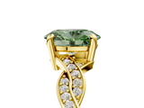 Yellow gold Fancy Green Oval  Cut Twisted Pavé Band Solitaire Ring with Four-Prong Setting_60