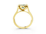 Yellow gold Fancy Green Oval  Diamond Cluster Halo Solitaire with Four-Prong Setting_112