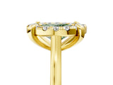 Yellow gold Fancy Green Oval  Diamond Cluster Halo Solitaire with Four-Prong Setting_114