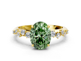 Yellow gold Fancy Green Oval  Diamond Cluster Prong-Set Solitaire Ring_41