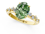 Yellow gold Fancy Green Oval  Diamond Cluster Prong-Set Solitaire Ring_42