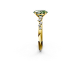 Yellow gold Fancy Green Oval  Diamond Cluster Prong-Set Solitaire Ring_43
