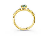 Yellow gold Fancy Green Oval  Diamond Cluster Prong-Set Solitaire Ring_44