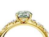 Yellow gold Fancy Green Oval  Diamond Cluster Prong-Set Solitaire Ring_45
