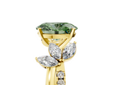 Yellow gold Fancy Green Oval  Diamond Floral Vine Solitaire Engagement Ring_8