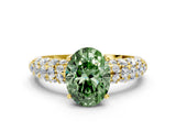 Yellow gold Fancy Green Oval  Diamond Pavé Band Solitaire Ring with Four-Prong Setting_49