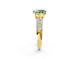 Yellow gold Fancy Green Oval  Diamond Pavé Band Solitaire Ring with Four-Prong Setting_51