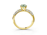 Yellow gold Fancy Green Oval  Diamond Pavé Band Solitaire Ring with Four-Prong Setting_52