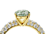 Yellow gold Fancy Green Oval  Diamond Pavé Band Solitaire Ring with Four-Prong Setting_53