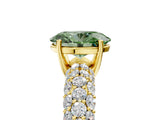 Yellow gold Fancy Green Oval  Diamond Pavé Band Solitaire Ring with Four-Prong Setting_54