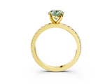 Yellow gold Fancy Green Oval  Diamond Pavé Band Solitaire with Four-Prong Setting_197
