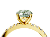 Yellow gold Fancy Green Oval  Diamond Pavé Band Solitaire with Four-Prong Setting_198