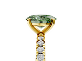 Yellow gold Fancy Green Oval  Diamond Pavé Band Solitaire with Four-Prong Setting_199