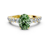 Yellow gold Fancy Green Oval  Diamond Pavé Band Solitaire with Four-Prong Setting_3