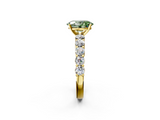 Yellow gold Fancy Green Oval  Diamond Pavé Band Solitaire with Four-Prong Setting_5