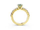 Yellow gold Fancy Green Oval  Diamond Pavé Band Solitaire with Four-Prong Setting_6