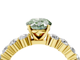 Yellow gold Fancy Green Oval  Diamond Pavé Band Solitaire with Four-Prong Setting_7