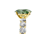 Yellow gold Fancy Green Oval  Diamond Pavé Band Solitaire with Four-Prong Setting_8