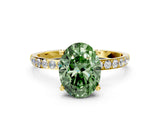 Yellow gold Fancy Green Oval  Diamond Pavé Band with Six-Prong Setting_31