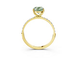 Yellow gold Fancy Green Oval  Diamond Pavé Band with Six-Prong Setting_34