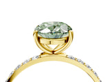 Yellow gold Fancy Green Oval  Diamond Pavé Band with Six-Prong Setting_35