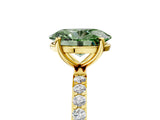 Yellow gold Fancy Green Oval  Diamond Pavé Band with Six-Prong Setting_36