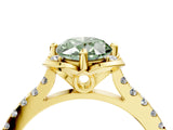 Yellow gold Fancy Green Oval  Diamond Pave Band with Floral Prong Setting_31