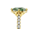 Yellow gold Fancy Green Oval  Diamond Pave Band with Floral Prong Setting_32