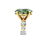 Yellow gold Fancy Green Oval  Diamond Prong Set Engagement Ring with Pave Band_245