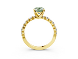 Yellow gold Fancy Green Oval  Diamond Prong Set Engagement Ring with Pave Band_260